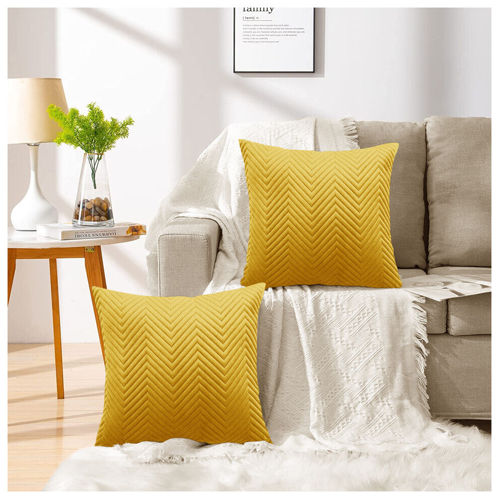 Imperial Rooms (Pack Of 2, Embossed Velvet Filled Cushion Ochre) Velvet Cushions Filled 2 & 4-Pack Quilted Cushion Pads