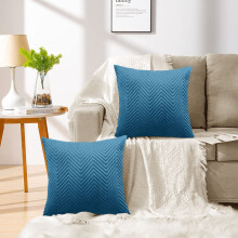 (Pack of 2, Embossed Velvet Filled Cushion Teal) Velvet Cushions Filled 2 & 4-Pack Quilted Cushion Pads