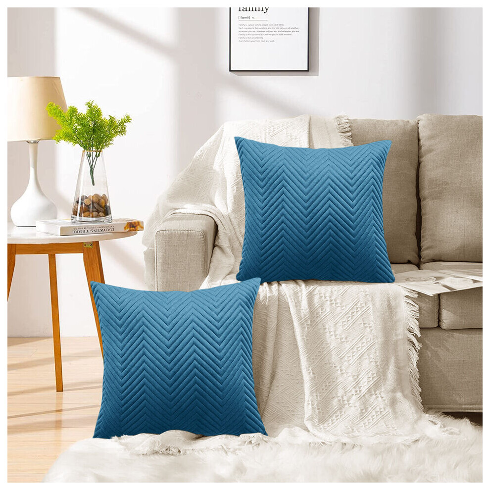 Imperial Rooms (Pack Of 2, Embossed Velvet Filled Cushion Teal) Velvet Cushions Filled 2 & 4-Pack Quilted Cushion Pads