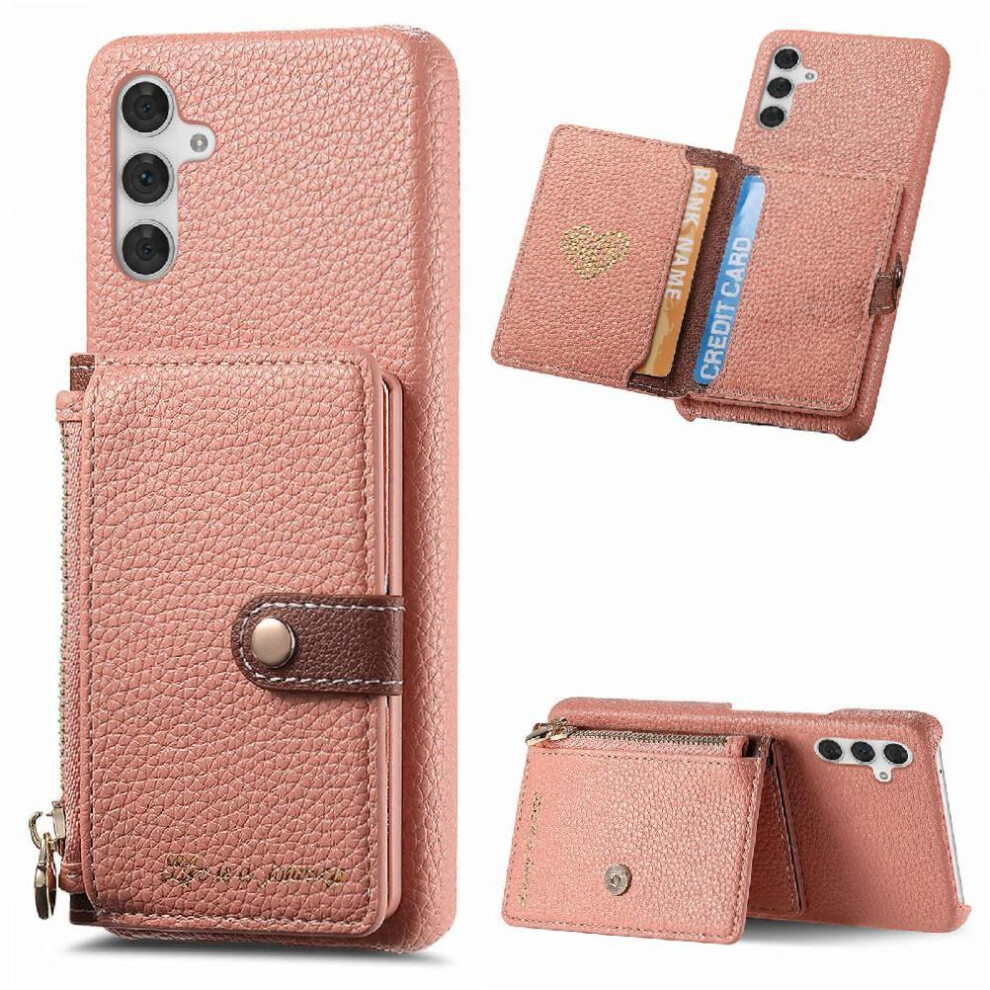 (Pink) Case For Samsung Galaxy A16 Shockproof Wallet Zipper Wallet Stand Pink 764549281428