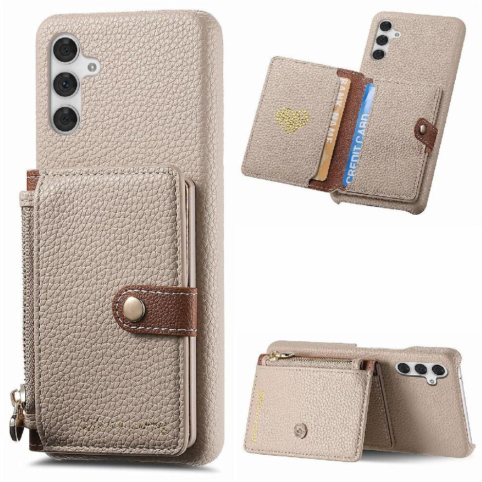 (Khaki ) Case For Samsung Galaxy A16 Shockproof Wallet Zipper Wallet Stand 764549281381