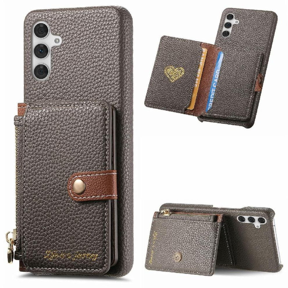 ( ) Case For Samsung Galaxy A16 Shockproof Wallet Zipper Wallet Stand Gray 764549281442