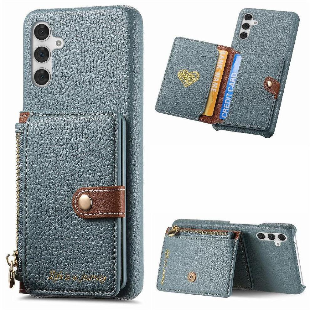 (Blue) Case For Samsung Galaxy A16 Shockproof Wallet Zipper Wallet Stand Blue 764549281404