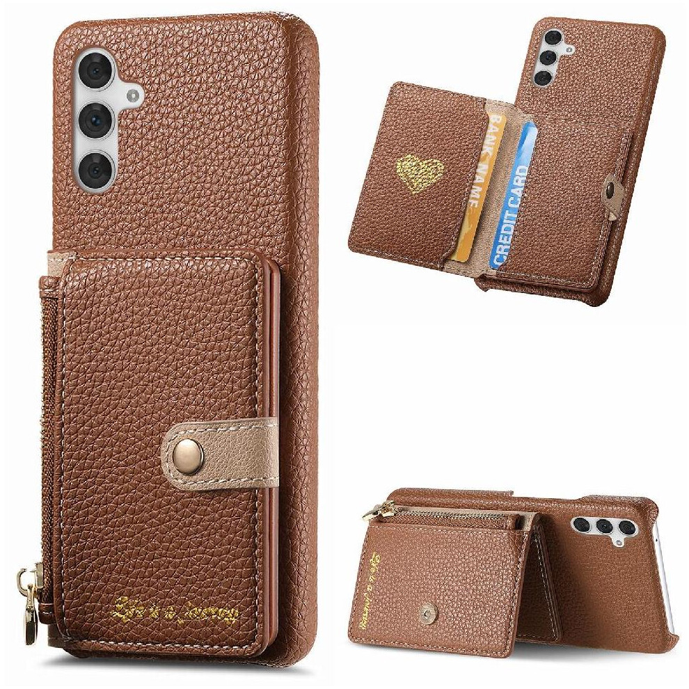 (Brown) Case For Samsung Galaxy A16 Shockproof Wallet Zipper Wallet Stand Brown 764549281435
