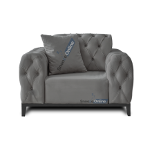 (Grey Velvet, Arm Chair) Snooze Online Velvet Chesterfield Sofas 3 and 2 Seater Sofas | Button Tufted Sofas and Couches | Sofa Set with Matching Legs & Cushions