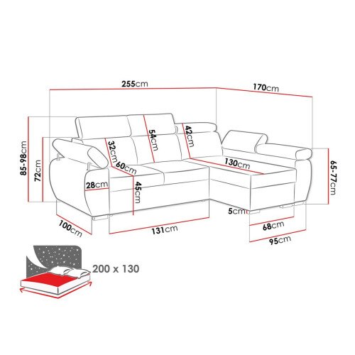 (Blue, Right) Corner Sofa Bed BOSTON MINI PREMIUM with Storage Sleep Function Springs Corduroy 2