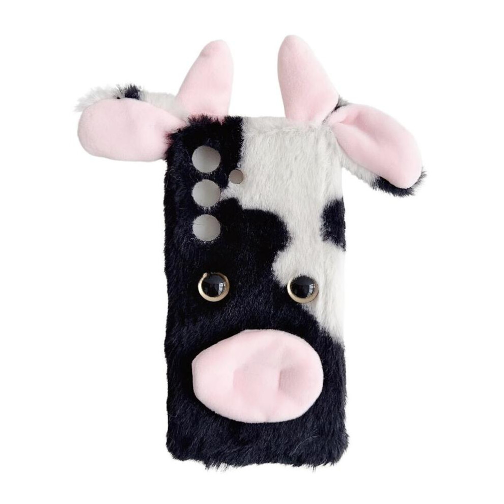 Photos - Case for Samsung Galaxy A56 Autumn and Winter Lovely Fuzzy Fluffy Cartoon Cow Cow Phone (Black)