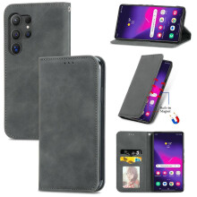(Gray ) Flip Case for Samsung Galaxy S25 Ultra Flip Cover Shockproof Leather Case Wallet Simple Business
