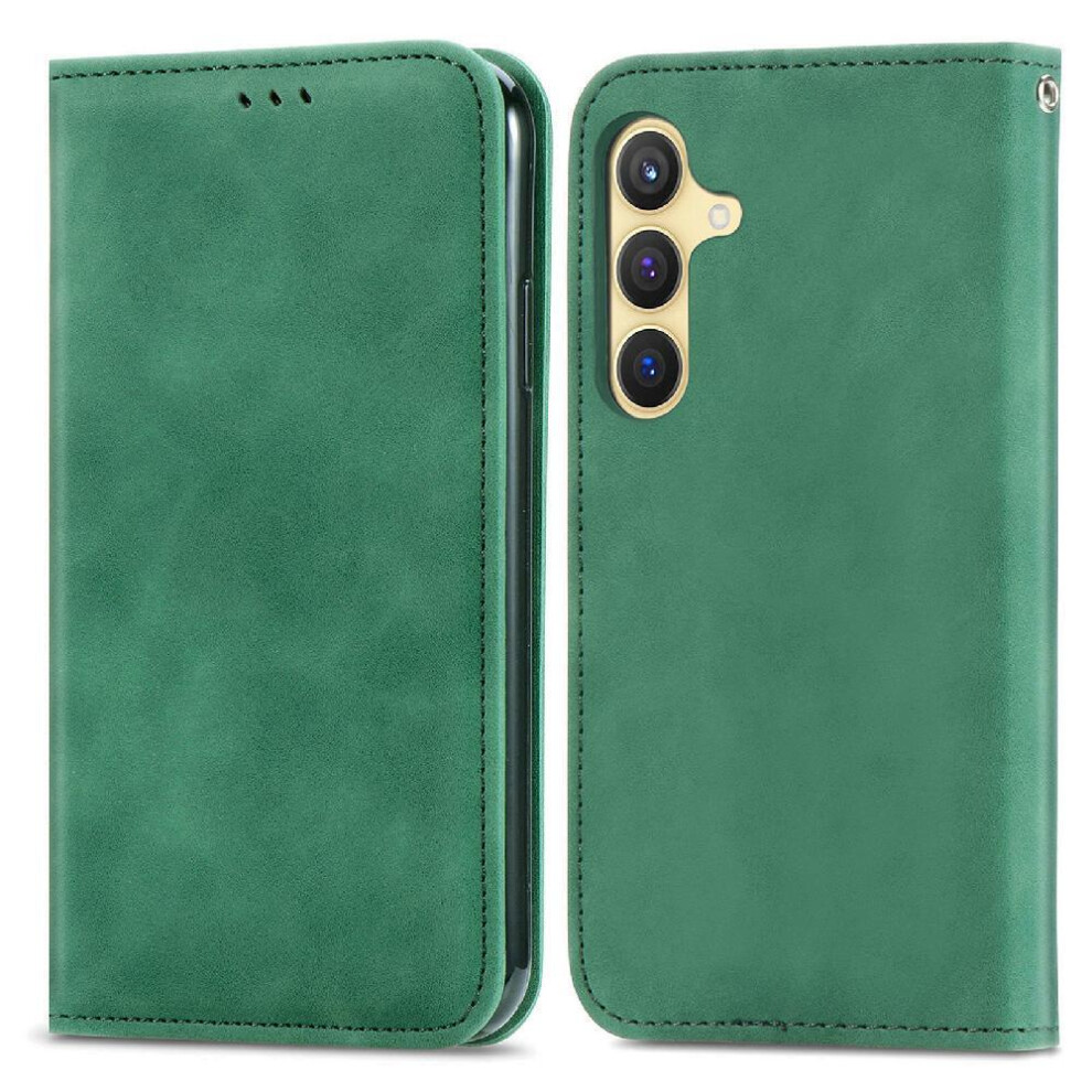 (Green) Flip Case For Samsung Galaxy S25 Wallet Leather Case Flip Cover Simple Business Shockproof Green 764549284283