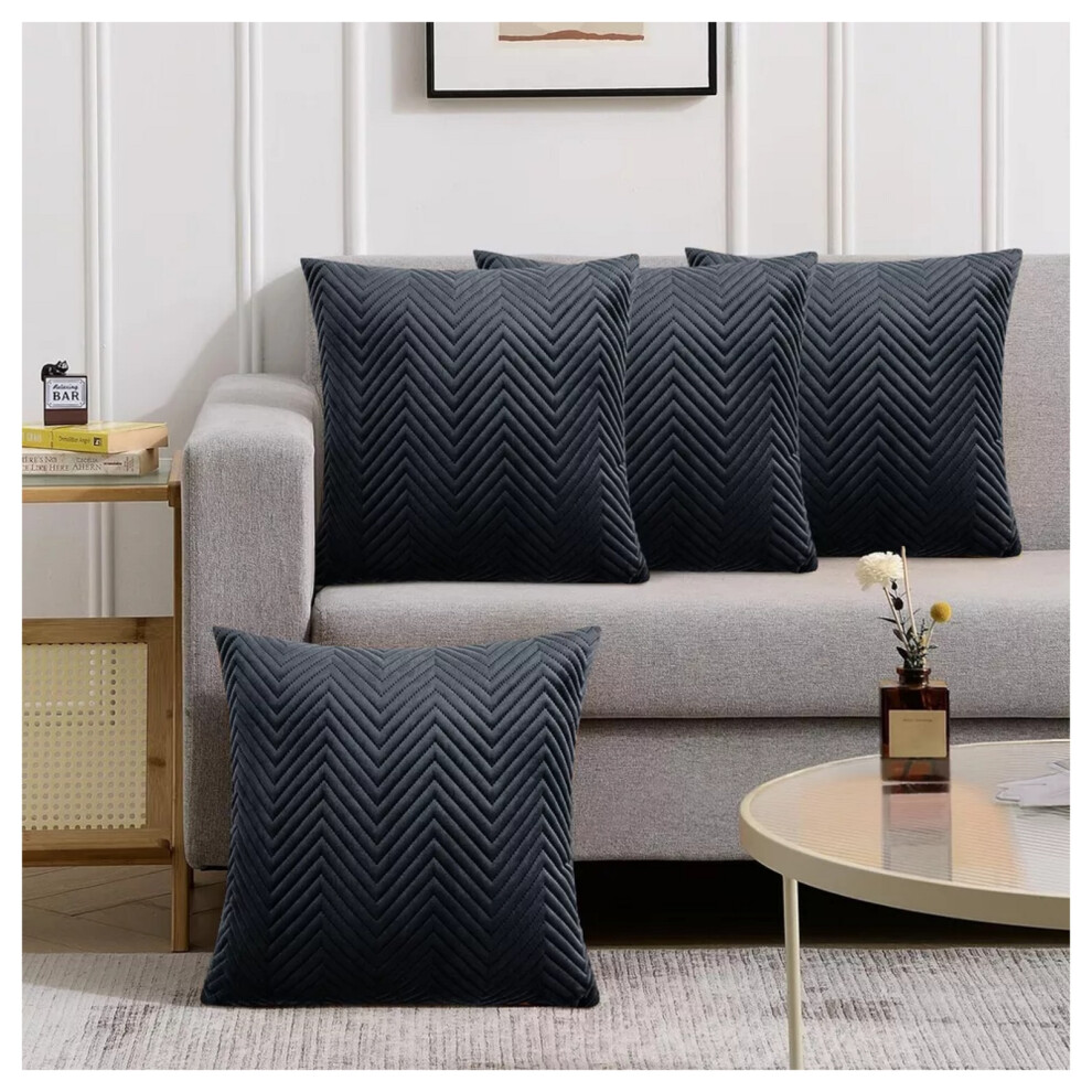 Imperial Rooms (Pack Of 4, Embossed Velvet Filled Cushion Black) Velvet Cushions Filled 2 & 4-Pack Quilted Cushion Pads