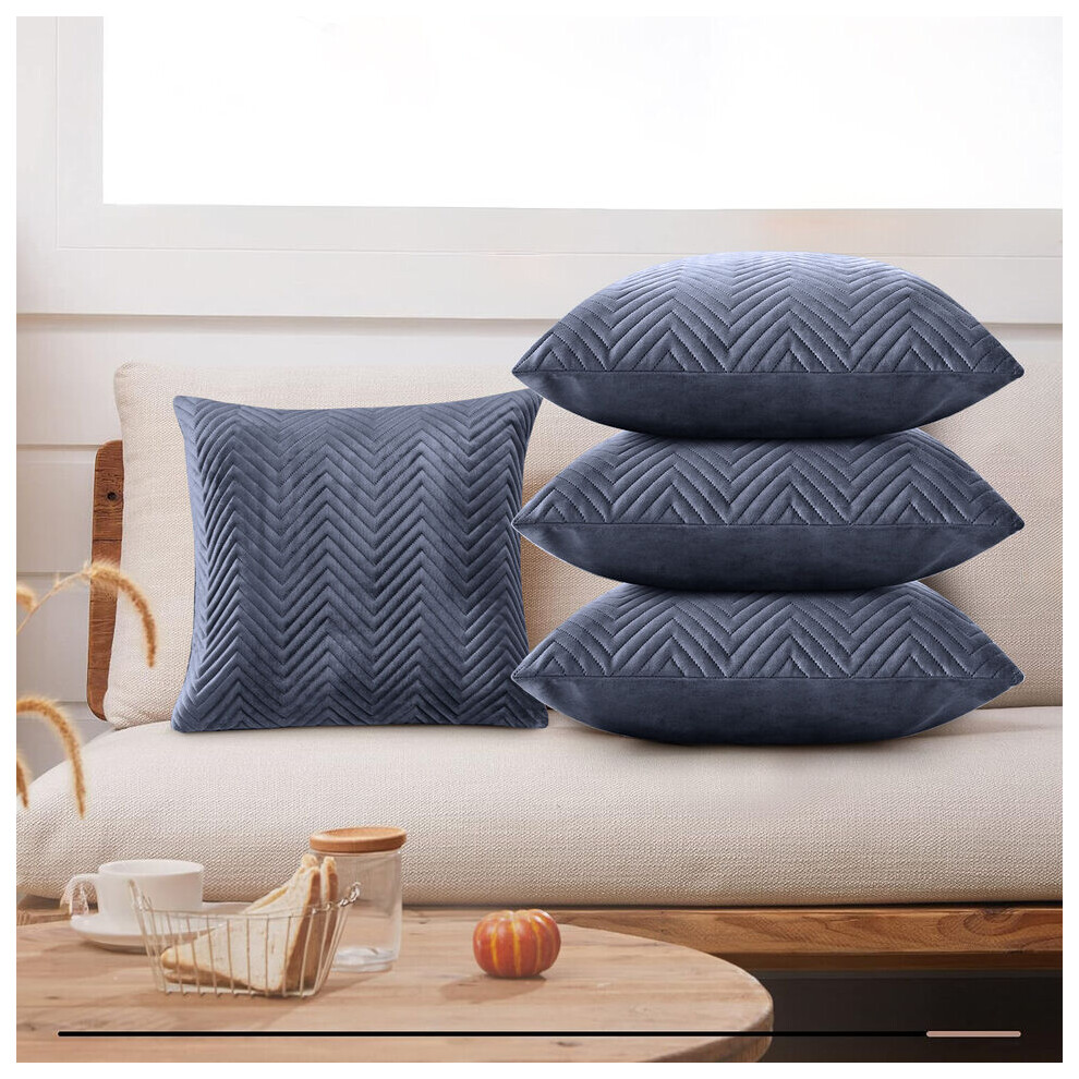 Imperial Rooms (Pack Of 4, Embossed Velvet Filled Cushion Charcoal) Velvet Cushions Filled 2 & 4-Pack Quilted Cushion Pads