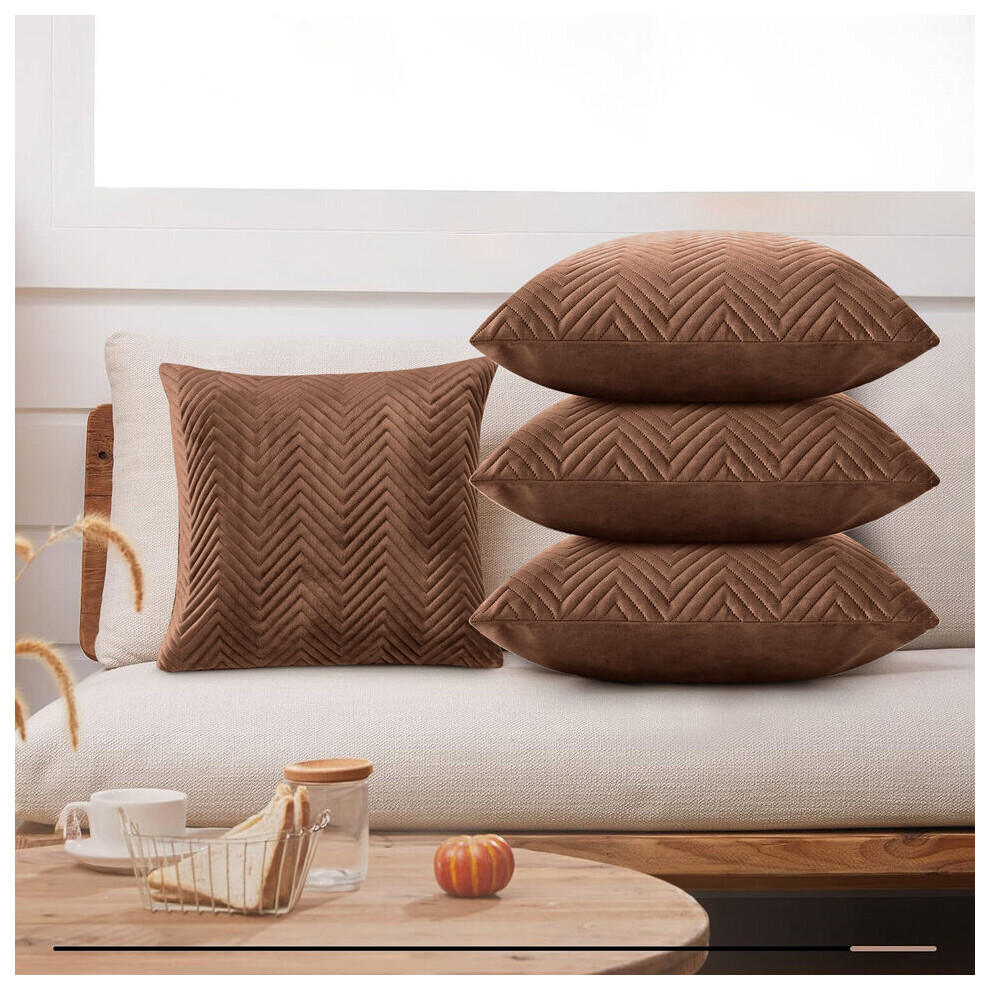 Imperial Rooms (Pack Of 4, Embossed Velvet Filled Cushion Coffee) Velvet Cushions Filled 2 & 4-Pack Quilted Cushion Pads