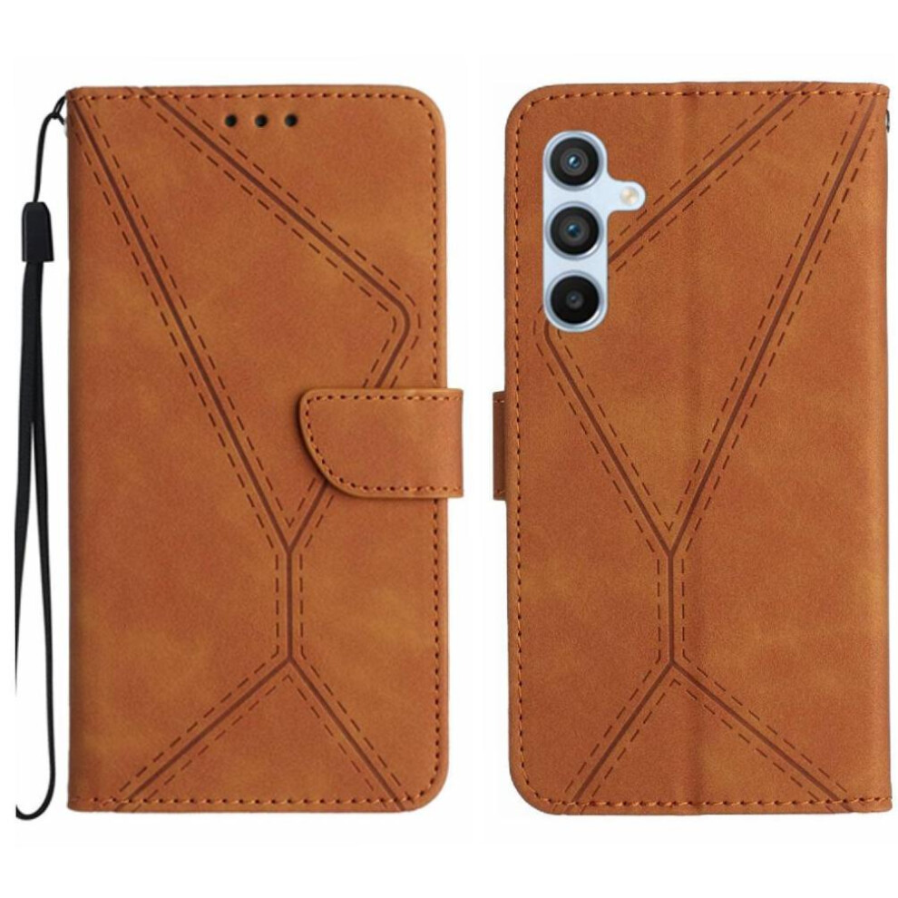 (Brown) Case For Samsung Galaxy S25 Plus Leather Wallet High Quality Tpu Soft Pu Leather Stitching Embossed Brown 764549287574