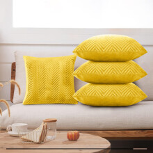 (Pack of 4, Embossed Velvet Filled Cushion Ochre) Velvet Cushions Filled 2 & 4-Pack Quilted Cushion Pads