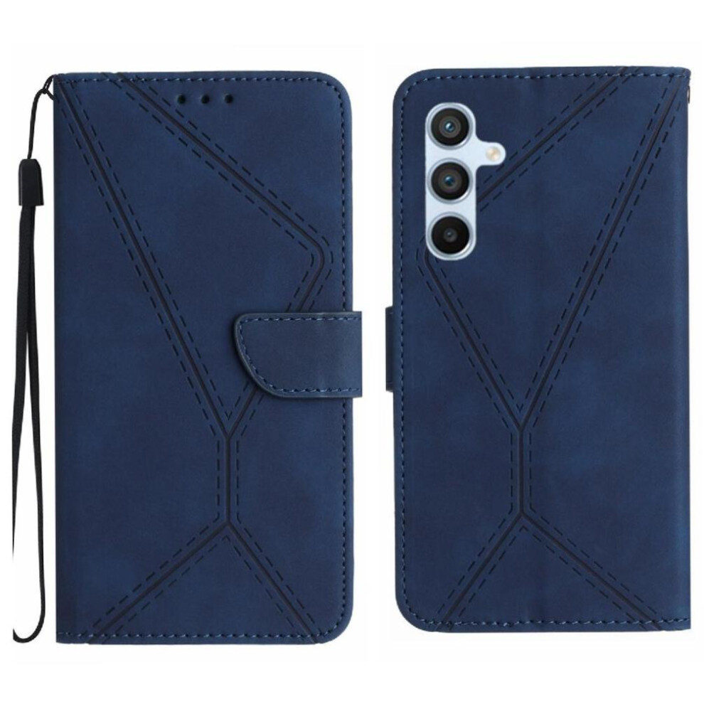 (Dark ) Case For Samsung Galaxy S25 High Quality Tpu Soft Pu Leather Leather Wallet Stitching Embossed Blue 764549287604