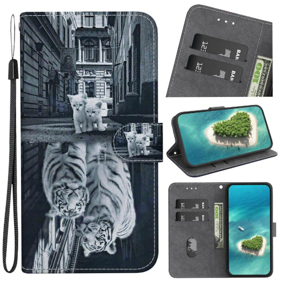 (C6) Flip Case For Samsung Galaxy A56 Card Slots Butterfly Flower Painted Magnetic Closure Pu Leather Wallet 764549288601