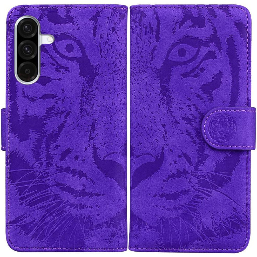 (Purple) Flip Case For Samsung Galaxy A36 5G Kickstand Protective Leather Wallet Embossed Cute Tiger Purple 764549289141