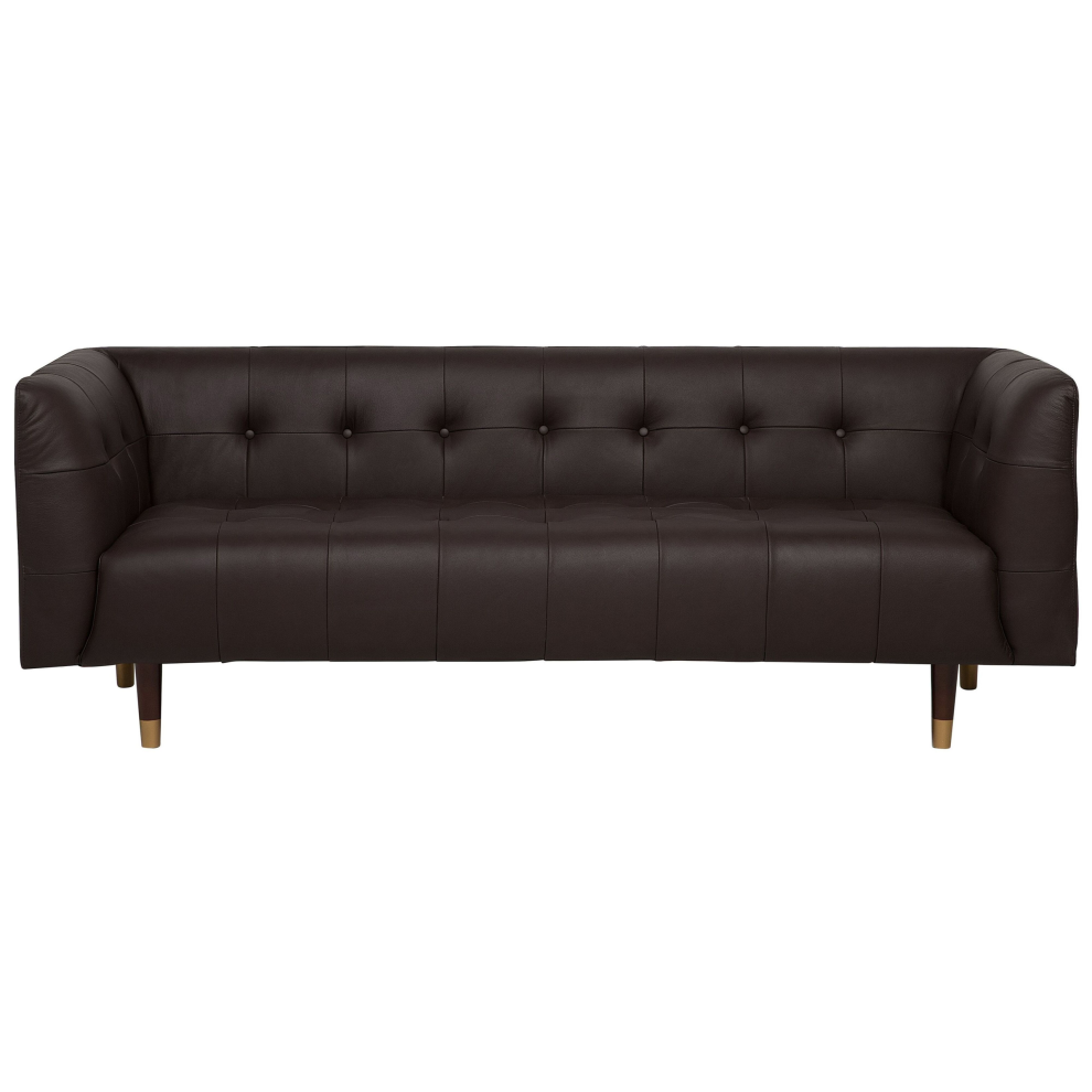 Sofa BYSKE Leather Dark Brown 3 Seater