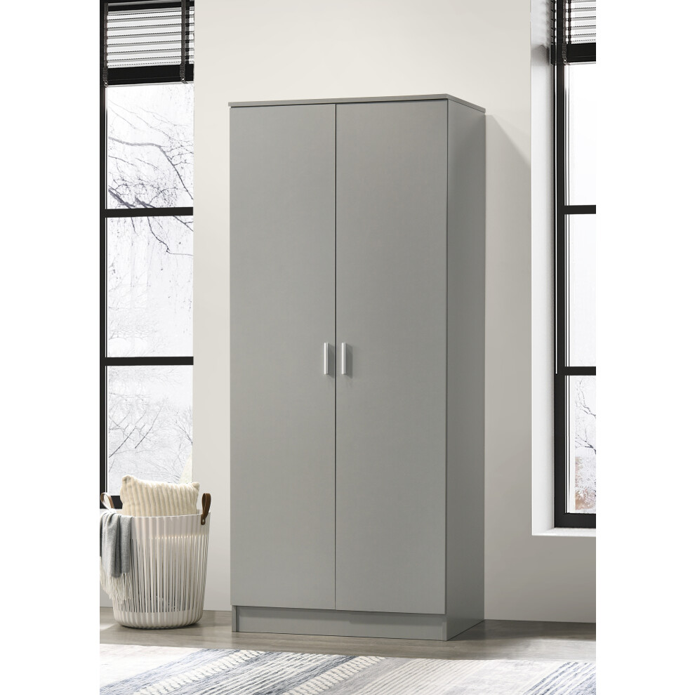 Rio Costa 2 Door Wardrobe Bedroom Storage Cupboard Light Grey