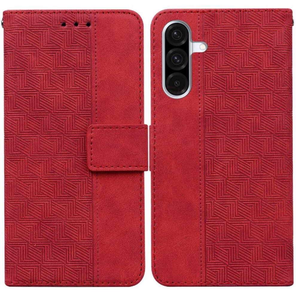 (Red) Flip Case For Samsung Galaxy A36 Wallet Cover Premium Pu Leather Kickstand Feature Geometric Embossed Red 764549289769