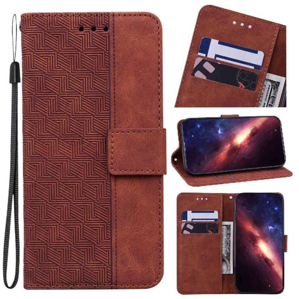 (Brown) Flip Case For Samsung Galaxy A36 Wallet Cover Premium Pu Leather Kickstand Feature Geometric Embossed Brown 764549289714