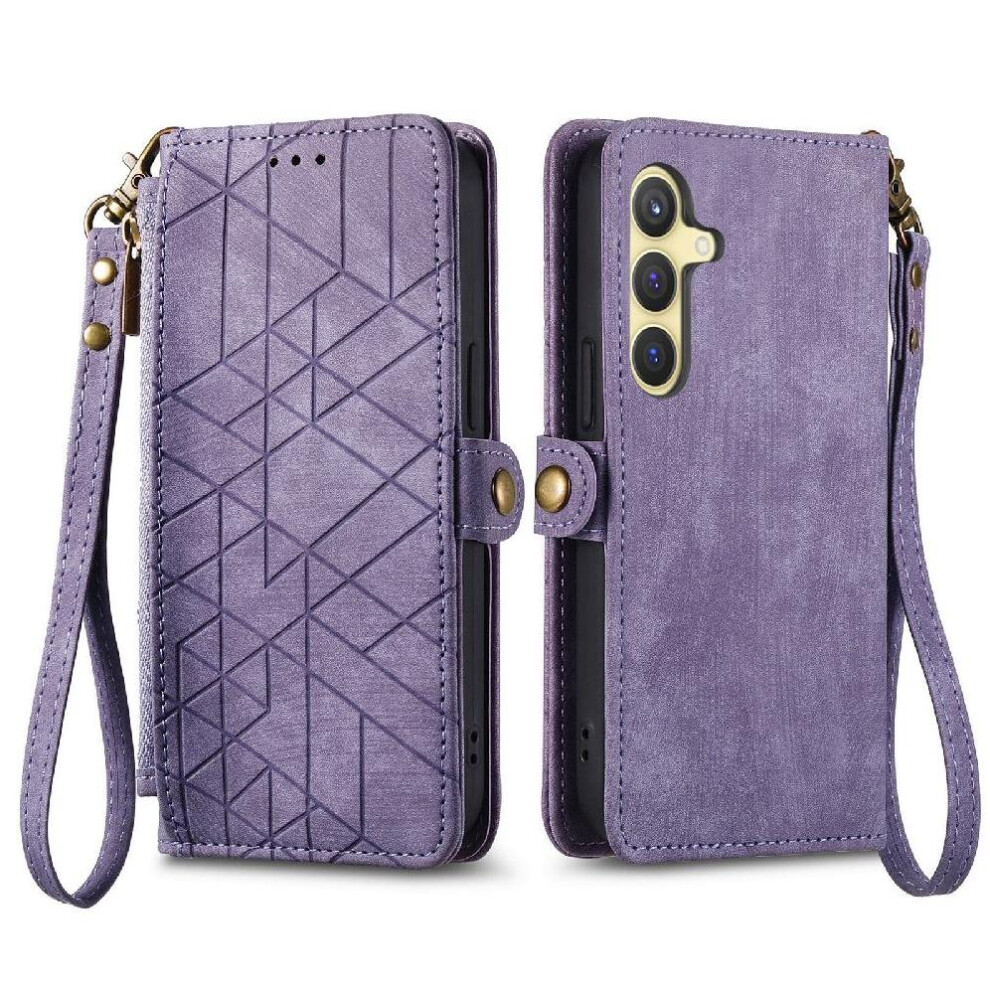 (Purple) Flip Case For Samsung Galaxy S25 Flip Cover Leather Case Shockproof Simple Business Wallet Purple 764549290871