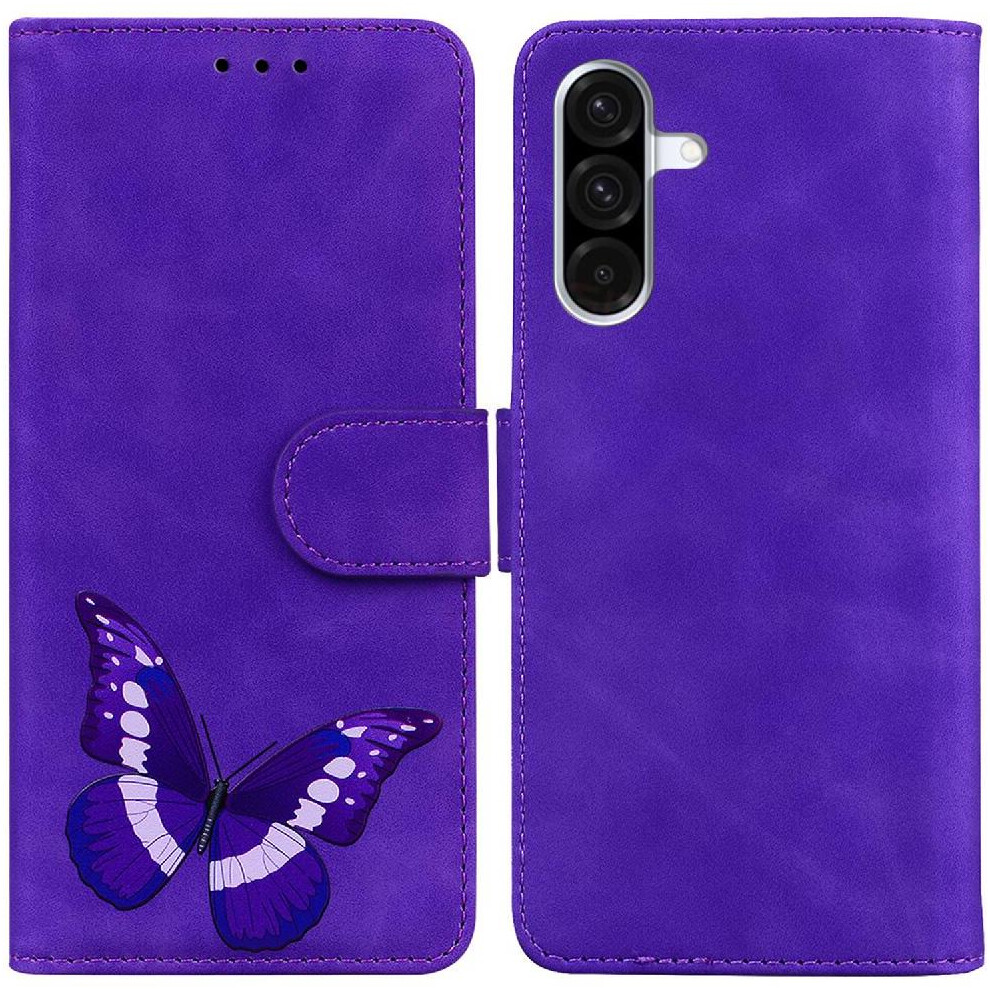 (Purple) Flip Case For Samsung Galaxy A36 5G Wallet Color Printed Butterfly Card Slots Flip Folio Cover Purple 764549292769