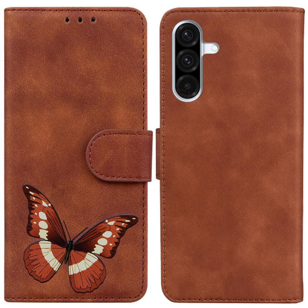 (Brown) Flip Case For Samsung Galaxy A36 5G Wallet Color Printed Butterfly Card Slots Flip Folio Cover Brown 764549292806
