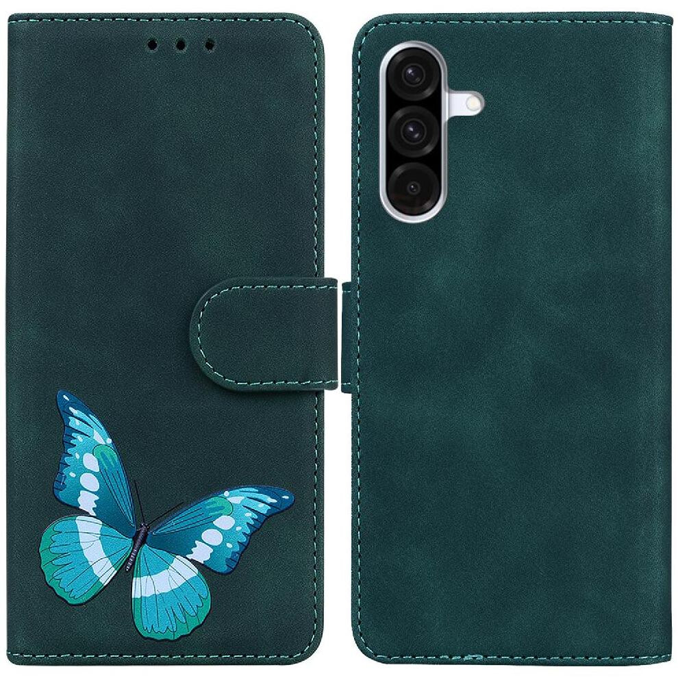 (Green) Flip Case For Samsung Galaxy A36 Flip Folio Cover Color Printed Wallet Butterfly Card Slots Green 764549292844