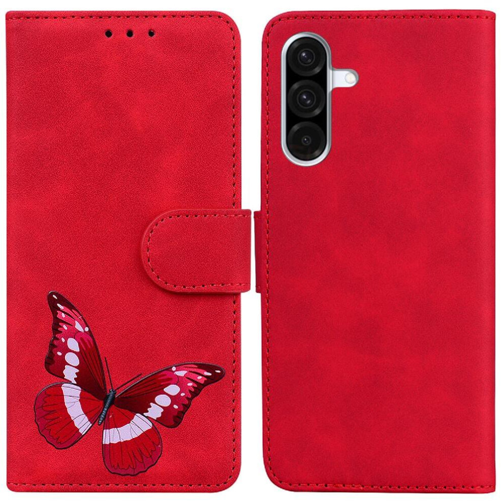 (Red) Flip Case For Samsung Galaxy A36 Flip Folio Cover Color Printed Wallet Butterfly Card Slots Red 764549292837