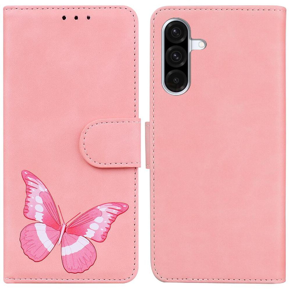(Pink) Flip Case For Samsung Galaxy A36 Flip Folio Cover Color Printed Wallet Butterfly Card Slots Pink 764549292851