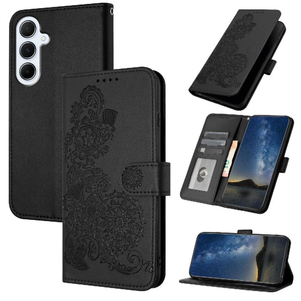 (Black) Flip Case For Samsung Galaxy A56 Flip Folio Book With Card Slot Stand Pu Leather Magnetic Closure Kickstand Protective Black 764549293964