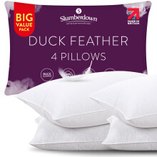 (Medium, 4 Pack) Slumberdown Duck Feather Pillow UK Made