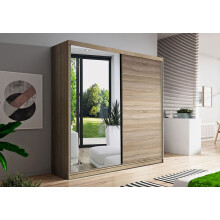 (Sonoma) Wardrobe VISTA 05 Sliding Doors Rails Shelves Mirror 150cm
