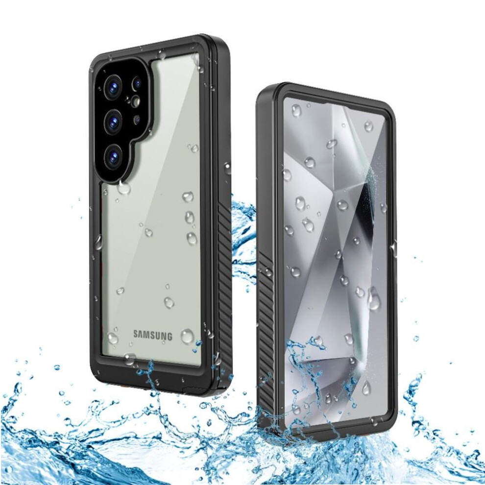 (Black) Waterproof Built Case For Samsung Galaxy S25 Ultra 12Ft Military Shockproof In Screen Protector Ip68 Waterproof Full Black 764549295593