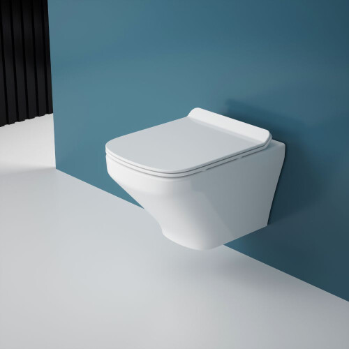 Durovin Bathrooms Compact Wall Hung Toilet - D Shape - Rimless 1