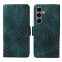 (Green) Case for Samsung Galaxy S25 Leather Card Slot Holders Quilted Pattern Protective Cover