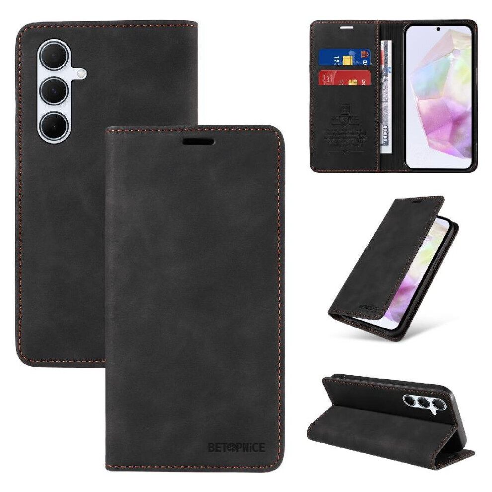 (Black) Case For Samsung Galaxy A36 5G Pu Leather Protective Magnetic Folio Wallet Black 764549297061