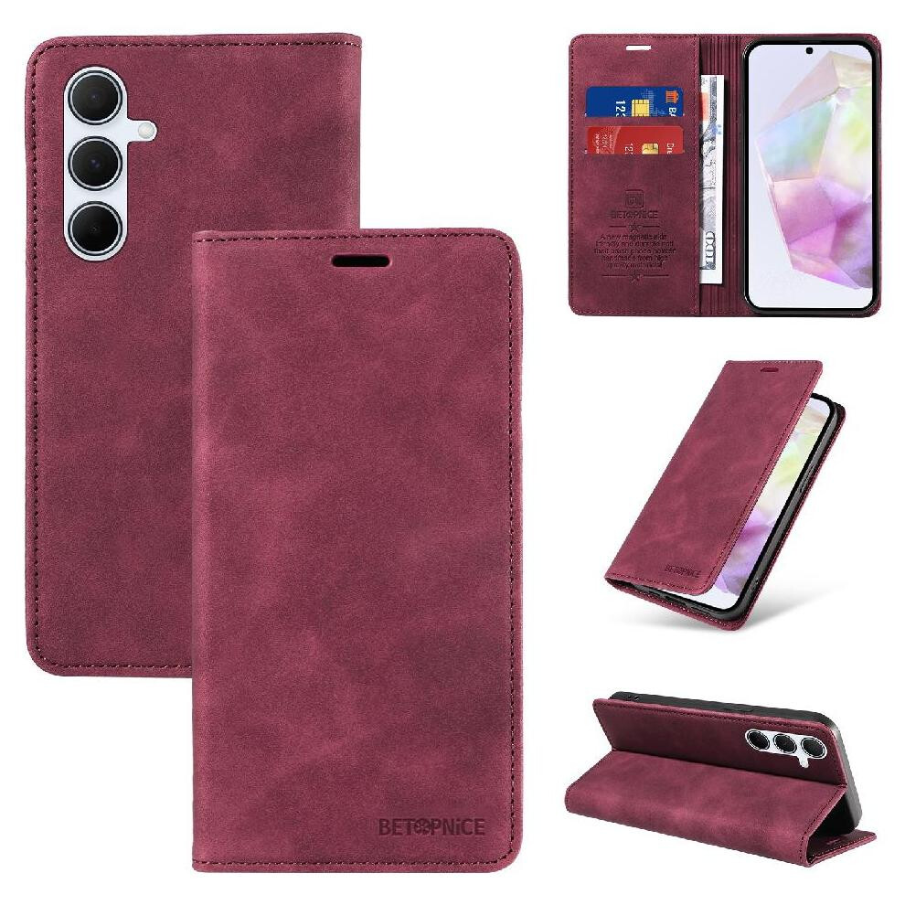 (Red) Case For Samsung Galaxy A36 5G Pu Leather Protective Magnetic Folio Wallet Red 764549297054