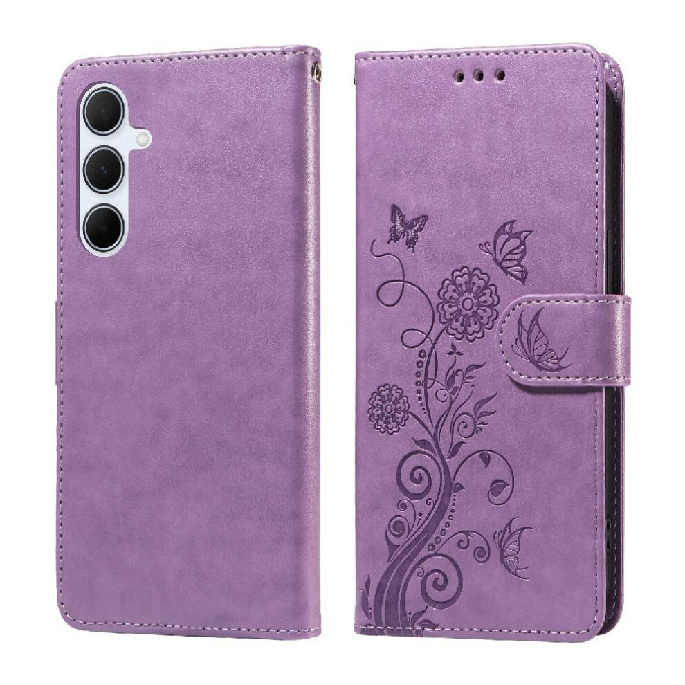 (Purple) Flip Case For Samsung Galaxy A36 5G Cardslots Flip Flower Leather Purple 764549297351