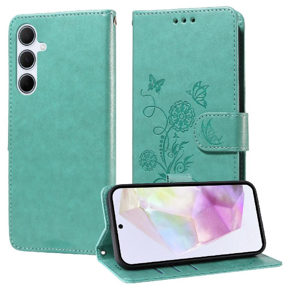 (Green) Flip Case For Samsung Galaxy A36 5G Cardslots Flip Flower Leather Green 764549297368