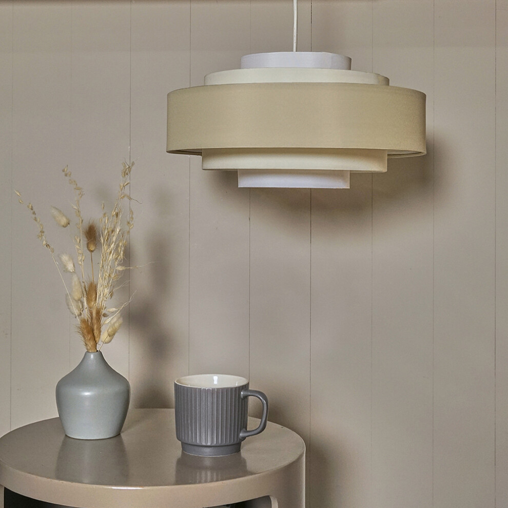 Modern 5 Tier Cylinder Ceiling Pendant Light Shade in a 3 Tone Cream Finish