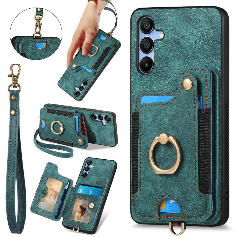 Photos - Case   for Samsung Galaxy A16 Car Mount Magnetic Ring Holder Wrist Strap Rfid Blocking Gift(Green)