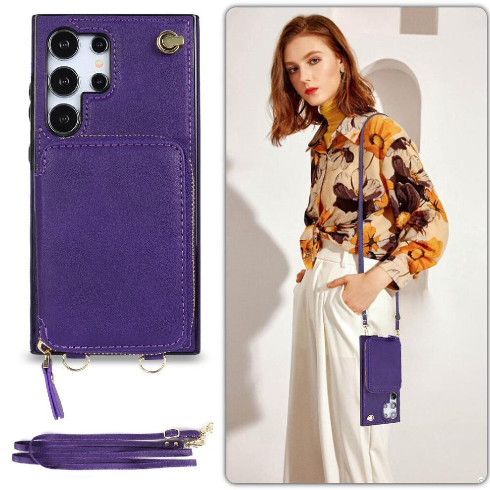 (Purple) Case For Samsung Galaxy S24 Ultra Pocket Shockproof Wallet Leather Purple 764549301799