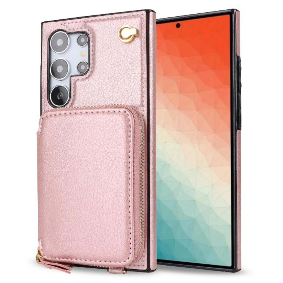 (Pink) Case For Samsung Galaxy S24 Ultra Pocket Shockproof Wallet Leather Pink 764549301782