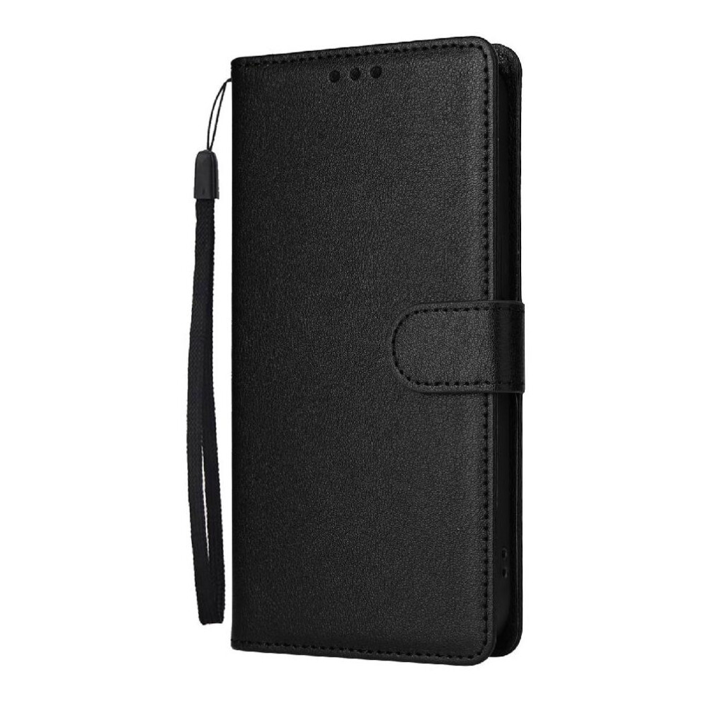 (Black) Flip Case For Samsung Galaxy S25 Plus Wallet Case Pu Leather Wrist Strap Card Holder Kickstand Magnetic Black 764549302499
