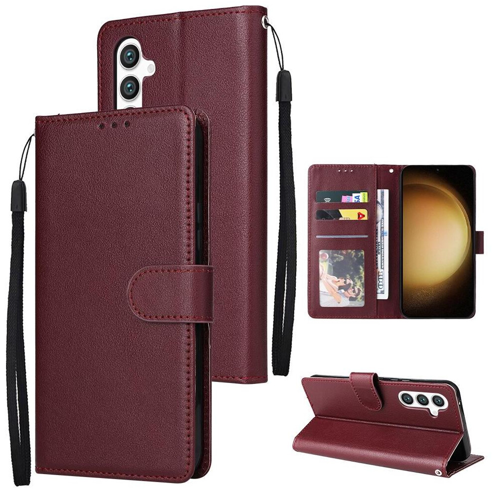 (Red) Flip Case For Samsung Galaxy S25 Kickstand Magnetic Card Holder Pu Leather Wrist Strap Wallet Case Red 764549302574
