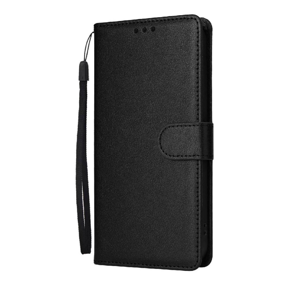 (Black) Flip Case For Samsung Galaxy S25 Kickstand Magnetic Card Holder Pu Leather Wrist Strap Wallet Case Black 764549302543