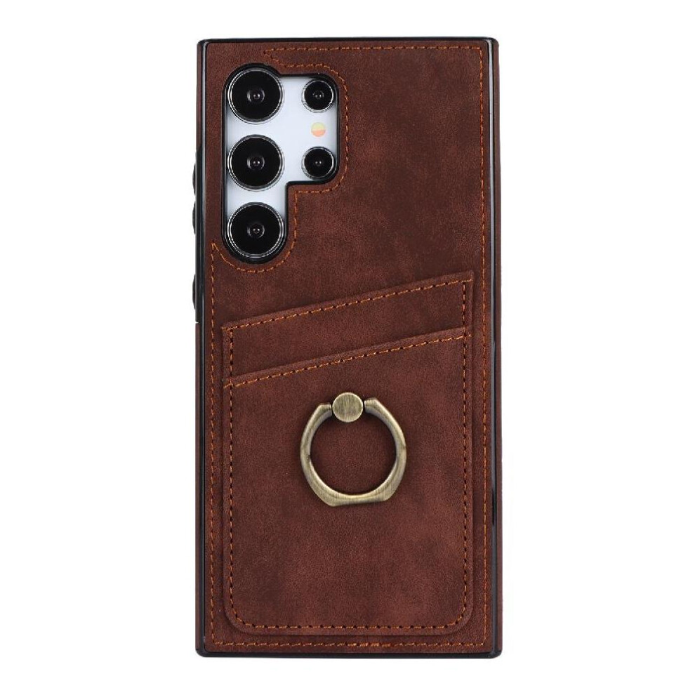 (Brown) Case For Samsung Galaxy S24 Ultra Lightweight Gift Ring Card Slot Brown 764549303007