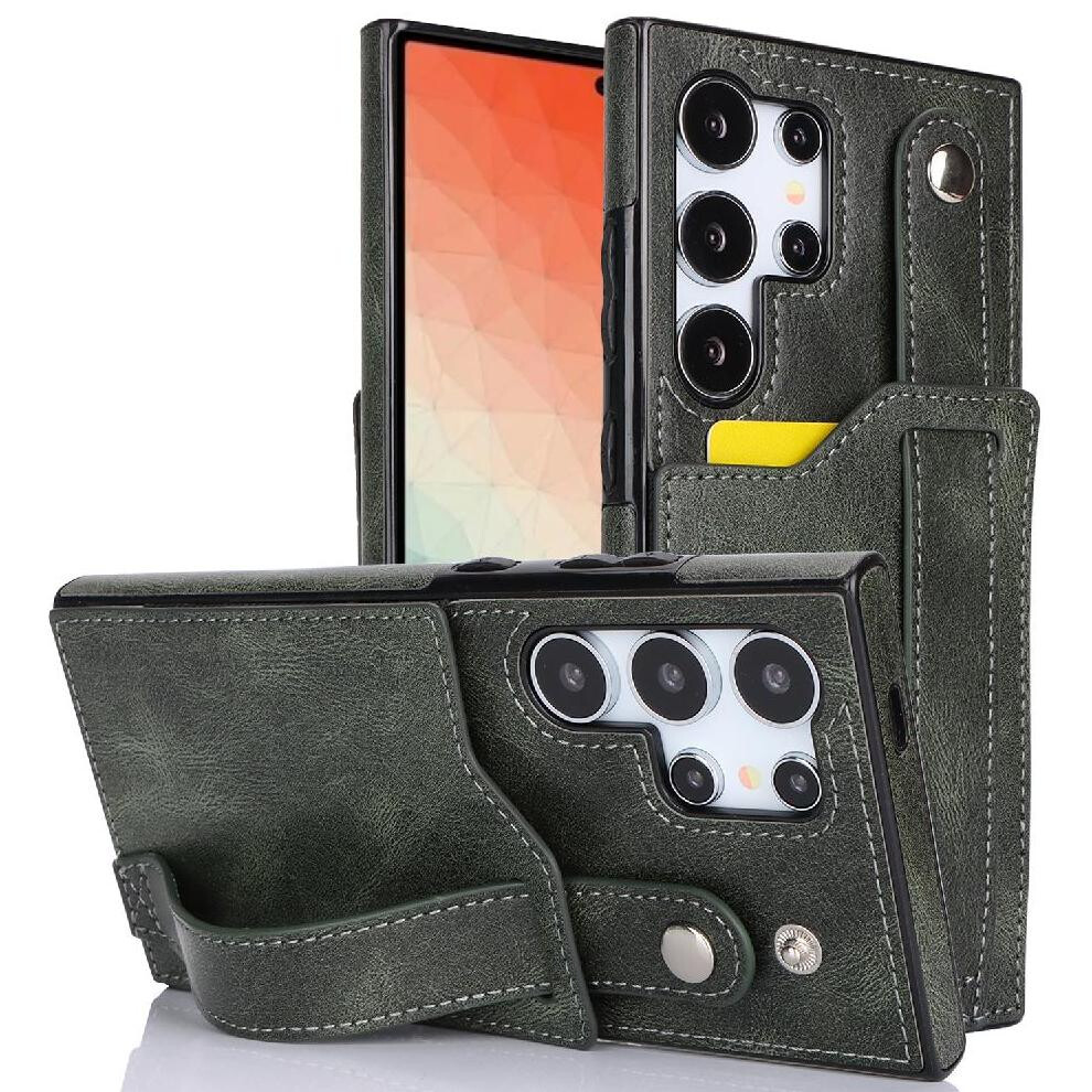 (Green) Case For Samsung Galaxy S24 Ultra Rfid Blocking Wristband Card Slot Lightweight Green 764549303069